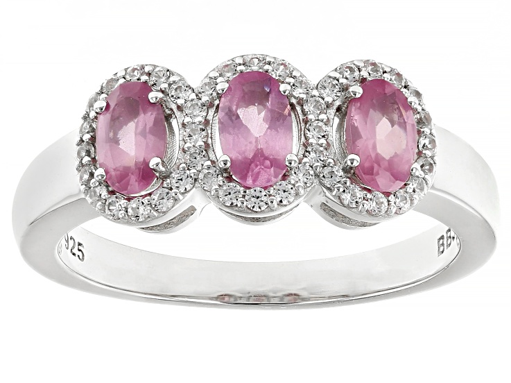 Pink Spinel Rhodium Over Sterling Silver Ring 0.76ctw