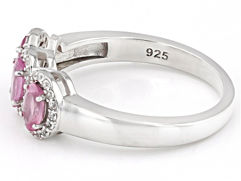 Pink Spinel Rhodium Over Sterling Silver Ring 0.76ctw