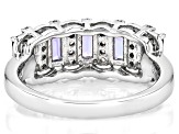 Blue Tanzanite Rhodium Over Sterling Silver Band Ring