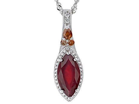 Red Mahaleo® Ruby Rhodium Over Silver Pendant Chain 3.21ctw