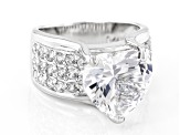 White Lab Created Sapphire Rhodium Over Sterling Silver Heart Ring 8.10ctw