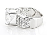White Lab Created Sapphire Rhodium Over Sterling Silver Heart Ring 8.10ctw