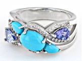 Blue Sleeping Beauty Turquoise Rhodium Over Sterling Silver Ring 1.41ctw