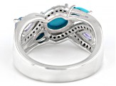 Blue Sleeping Beauty Turquoise Rhodium Over Sterling Silver Ring 1.41ctw