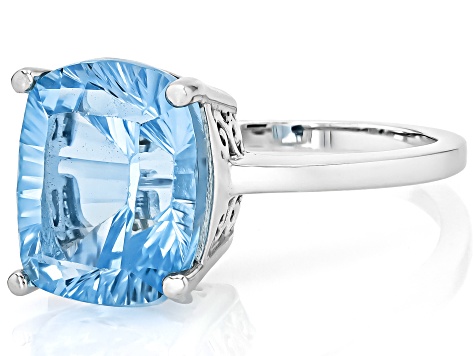 Sky Blue Topaz Rhodium Over Sterling Silver Solitaire Ring 5.00ct