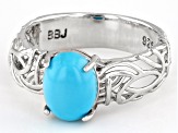 Blue Sleeping Beauty Turquoise Rhodium Over Sterling Silver Solitaire Ring