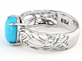 Blue Sleeping Beauty Turquoise Rhodium Over Sterling Silver Solitaire Ring