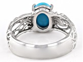 Blue Sleeping Beauty Turquoise Rhodium Over Sterling Silver Solitaire Ring