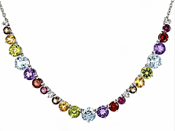 Picture of Multi-Gem Rhodium Over Sterling Silver Necklace 15.50ctw