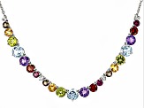 Multi-Gem Rhodium Over Sterling Silver Necklace 15.50ctw
