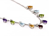 Multi-Gem Rhodium Over Sterling Silver Necklace 7.52ctw