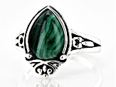 Green Malachite Sterling Silver Solitaire Ring