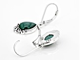 Green Malachite Sterling Silver Solitaire Dangle Earrings