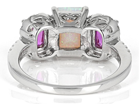 White Lab Created Opal Rhodium Over Sterling Silver Ring 2.39ctw