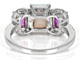 White Lab Created Opal Rhodium Over Sterling Silver Ring 2.39ctw