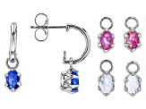 Blue Lab Created Opal Rhodium Over Silver Interchangeable Earrings