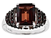 Red Labradorite With Garnet Rhodium Over Sterling Silver Ring 2.85ctw