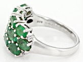 Green Zambian Emerald Rhodium Over Sterling Silver Ring 2.39ctw