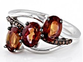 Red Labradorite Rhodium Over Sterling Silver Ring 1.92ctw