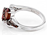 Red Labradorite Rhodium Over Sterling Silver Ring 1.92ctw