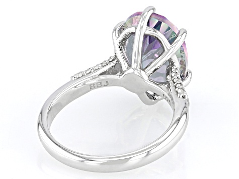 Multi-Color Quartz Rhodium Over Sterling Silver Ring 4.97ctw