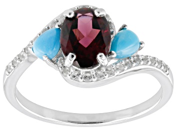 Picture of Raspberry Rhodolite Rhodium Over Sterling Silver Ring 1.61ctw