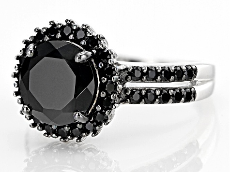 Black Spinel Rhodium Over Sterling Silver Ring 4.28ctw