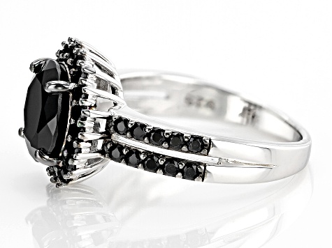 Black Spinel Rhodium Over Sterling Silver Ring 4.28ctw