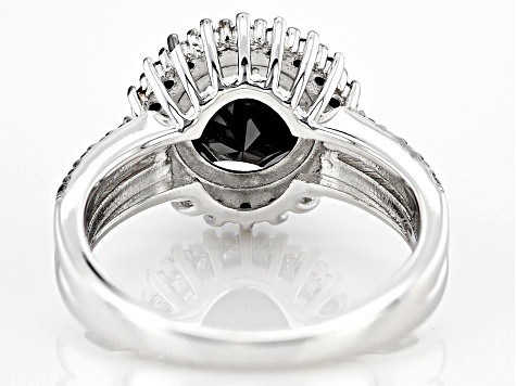Black Spinel Rhodium Over Sterling Silver Ring 4.28ctw