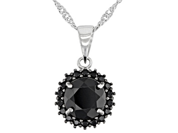 Picture of Black Spinel Rhodium Over Sterling Silver Pendant With Chain 2.81ctw