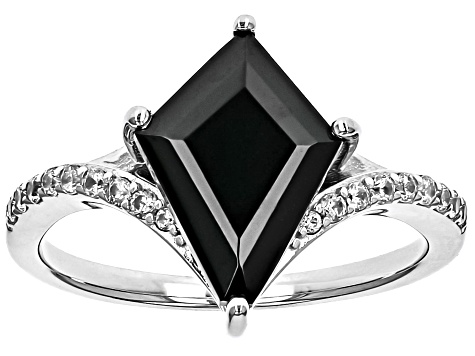 Black Spinel Rhodium Over Sterling Silver Ring 5.02ctw