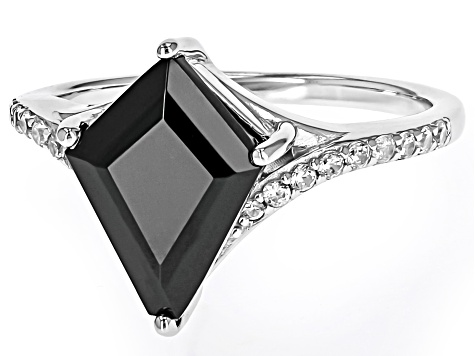 Black Spinel Rhodium Over Sterling Silver Ring 5.02ctw
