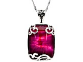 Pink Tigers Eye Sterling Silver Enhancer Pendant With Chain