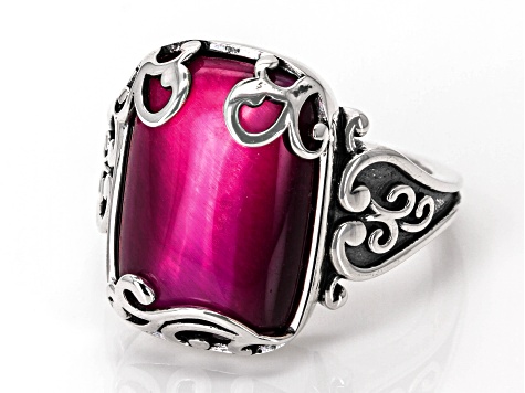 Pink Tigers Eye Sterling Silver Ring