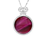 Pink Tigers Eye Rhodium Over Sterling Silver Enhancer With Chain