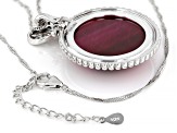 Pink Tigers Eye Rhodium Over Sterling Silver Enhancer With Chain