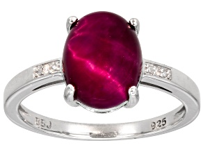 Pink Tigers Eye Rhodium Over Sterling Silver Ring 0.01ctw