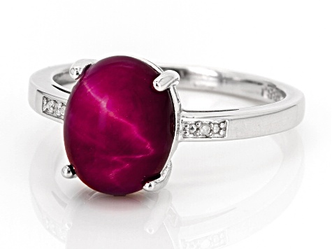 Pink Tigers Eye Rhodium Over Sterling Silver Ring 0.01ctw