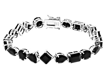 Picture of Black Spinel Rhodium Over Sterling Silver Tennis Bracelet 27.65ctw