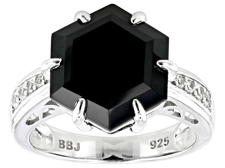 上品スタイル White With Spinel Black Zircon Silver Sterling Over Rhodium トップス