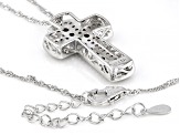 Black Spinel Rhodium Over Sterling Silver Cross Pendant With Chain 2.11ctw