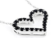 Black Spinel Rhodium Over Sterling Silver Heart Necklace 1.84ctw