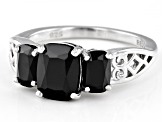 Black Spinel Rhodium Over Sterling Silver 3-Stone Ring 2.44ctw