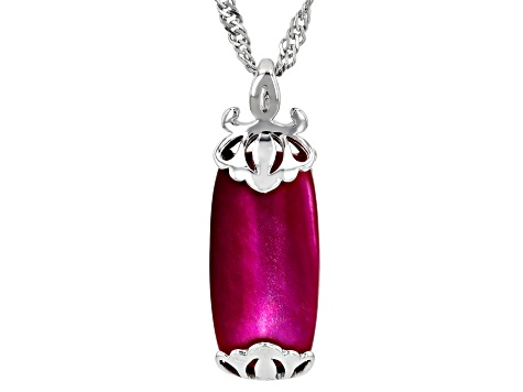 Pink Tigers Eye Rhodium Over Sterling Silver Solitaire Pendant With Chain