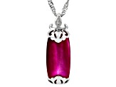 Pink Tigers Eye Rhodium Over Sterling Silver Solitaire Pendant With Chain