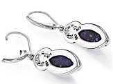 Purple Composite Turquoise Sterling Silver Solitaire Dangle Earrings