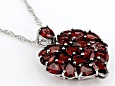 Red Garnet Rhodium Over Sterling Silver Heart Pendant With Chain 7.62ctw