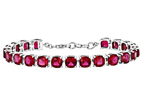 Lab Created Ruby Rhodium Over Sterling Silver  Bracelet 31.24ctw