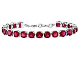 Lab Created Ruby Rhodium Over Sterling Silver  Bracelet 31.24ctw