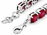 Lab Created Ruby Rhodium Over Sterling Silver  Bracelet 31.24ctw